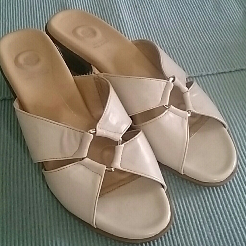 Bone Heeled Mules LIKE NEW